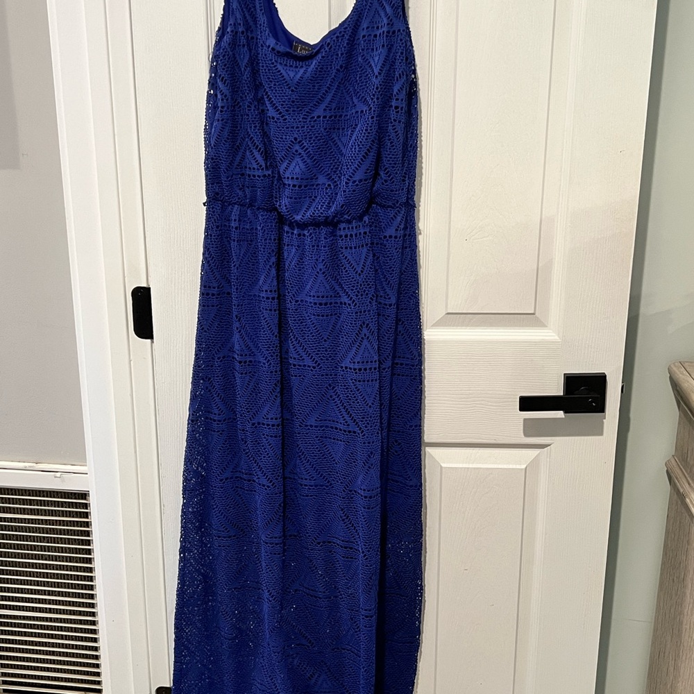 Beautiful Blue Lace Dress with underslip to knees